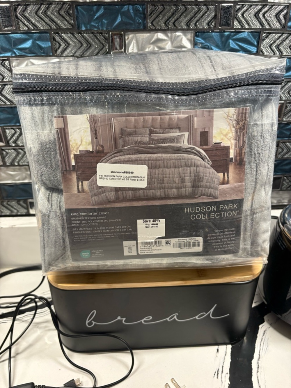 Hudson Jeans Hudson Park Collection Silver Gray Comforter Cover